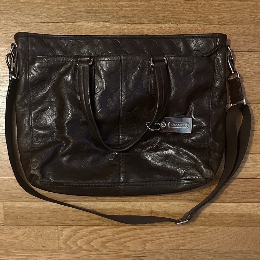 Coach Chocolate Brown Leather Tote with Adjustable Strap